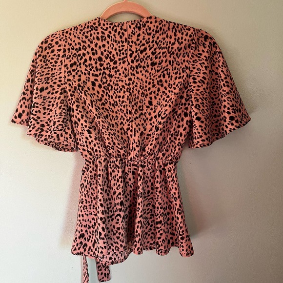Mi Ami XXS Shirt Pink cheetah Wrap Top - Picture 2 of 6